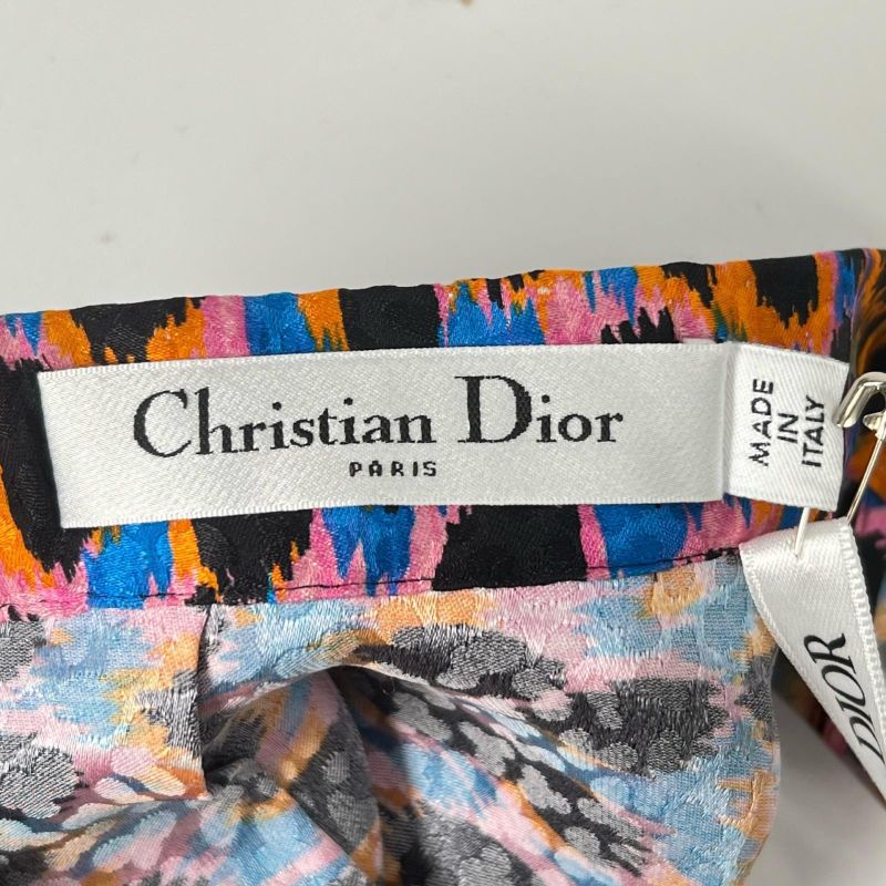 christian DIOR 221j65a7609 100% Silk Leopard Print Skirt Multicolor 40 Made In