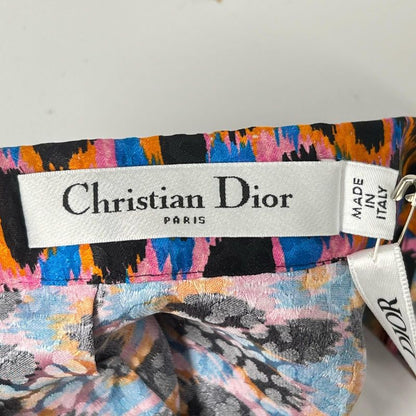 christian DIOR 221j65a7609 100% Silk Leopard Print Skirt Multicolor 40 Made In