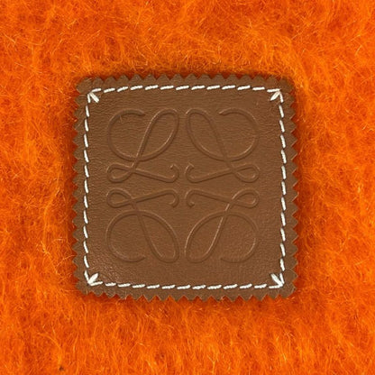 LOEWE Mohair Wool Anagram Leather Patch Muffler - Orange Made In