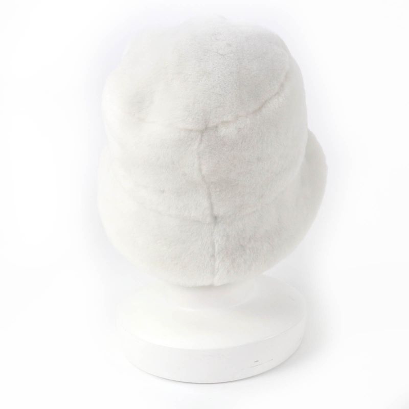 PRADA 1hc137 Triangle Logo Sheepskin Fur Shearling Bucket Hat White M Storage