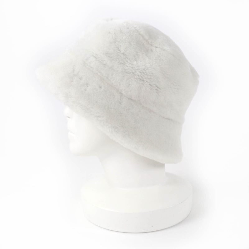 PRADA 1hc137 Triangle Logo Sheepskin Fur Shearling Bucket Hat White M Storage