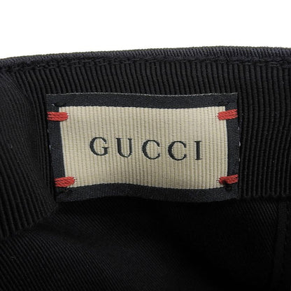 GUCCI 751400 100% Cotton Baseball Cap Hat Applique Black M 58cm