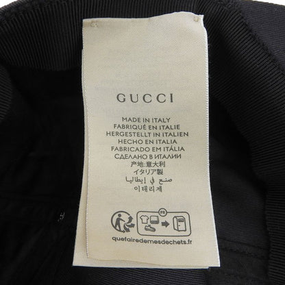 GUCCI 751400 100% Cotton Baseball Cap Hat Applique Black M 58cm