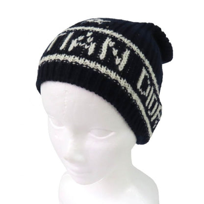 christian DIOR 31noe714ixgh Wool Cashmere Logo Beanie Knit Cap Navy White U
