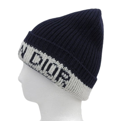 christian DIOR 31noe714ixgh Wool Cashmere Logo Beanie Knit Cap Navy White U