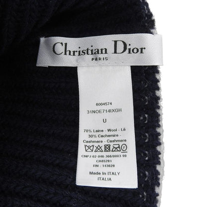 christian DIOR 31noe714ixgh Wool Cashmere Logo Beanie Knit Cap Navy White U