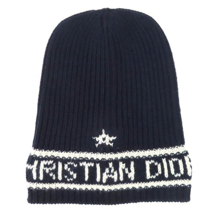 christian DIOR 31noe714ixgh Wool Cashmere Logo Beanie Knit Cap Navy White U