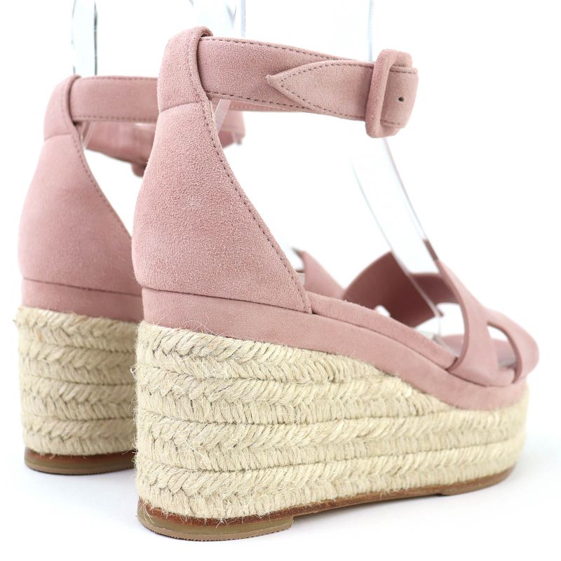 HERMES Espadrilles Herda Suede Leather Ankle Strap Suede Leather Sandals Pink