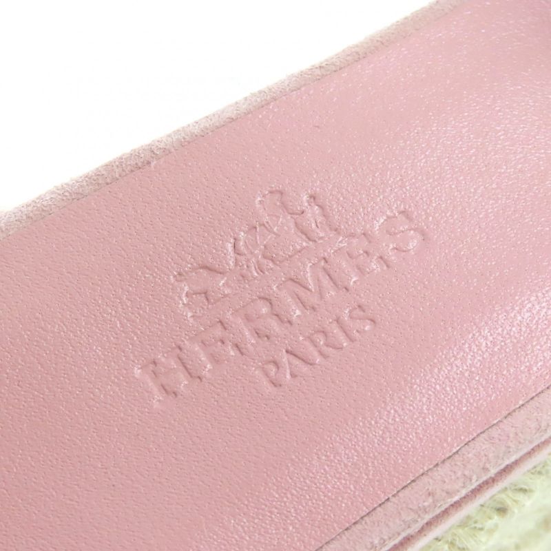 HERMES Espadrilles Herda Suede Leather Ankle Strap Suede Leather Sandals Pink