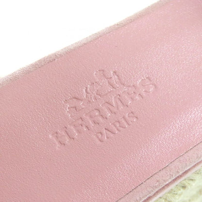 HERMES Espadrilles Herda Suede Leather Ankle Strap Suede Leather Sandals Pink