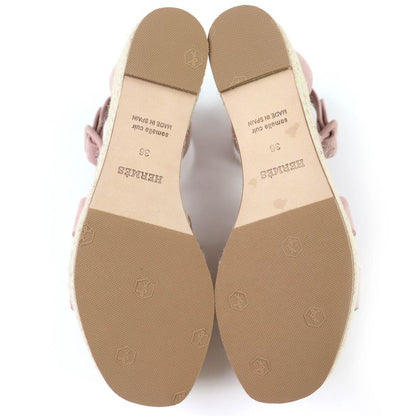 HERMES Espadrilles Herda Suede Leather Ankle Strap Suede Leather Sandals Pink