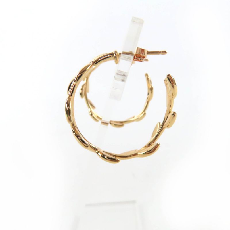 Tiffany & Co Tiffany paloma picasso olive leaf hoop earrings Au750 Current pink gold box・With case