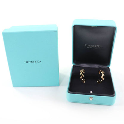 Tiffany & Co Tiffany paloma picasso olive leaf hoop earrings Au750 Current pink gold box・With case