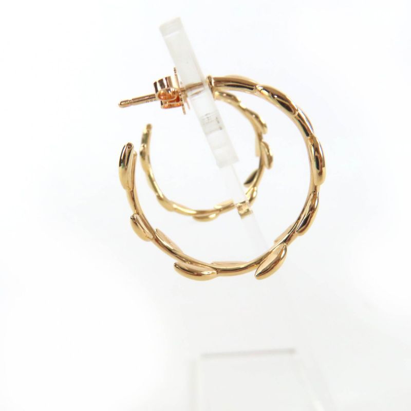 Tiffany & Co Tiffany paloma picasso olive leaf hoop earrings Au750 Current pink gold box・With case