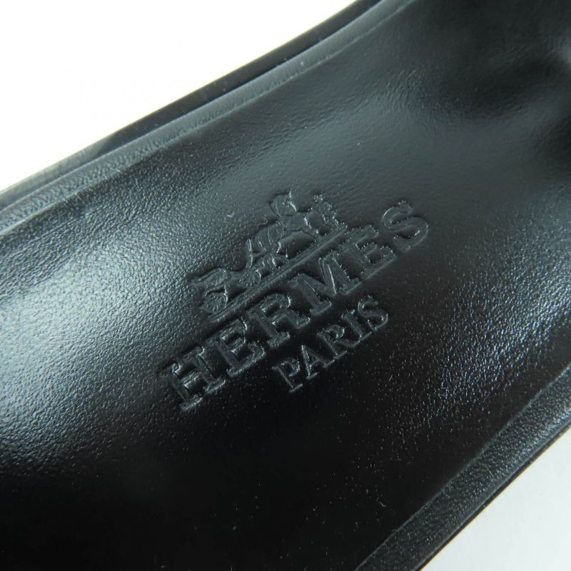 HERMES Santorini Ankle Strap Leather Sandals Black Multicolor - 35 Boxes