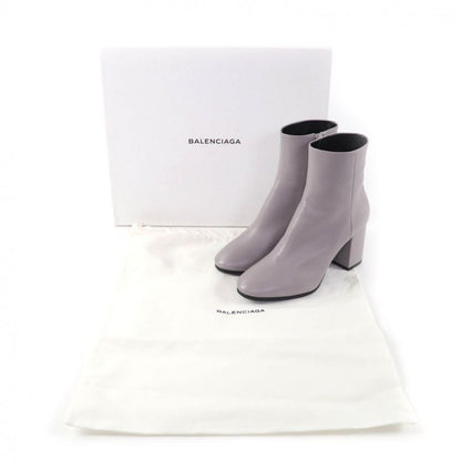 BALENCIAGA 477242 Logo Side Zip Chunky Heel Leather Shorts Gray 36 Storage Bag