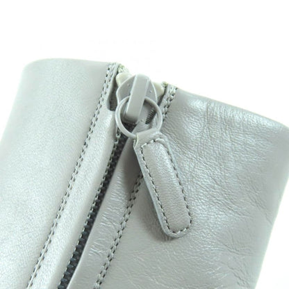 BALENCIAGA 477242 Logo Side Zip Chunky Heel Leather Shorts Gray 36 Storage Bag