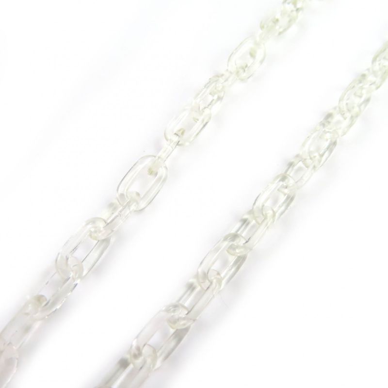 CHANEL Vintage 01P Camellia Coco Mark Clear Chain Necklace Pendant Purple With