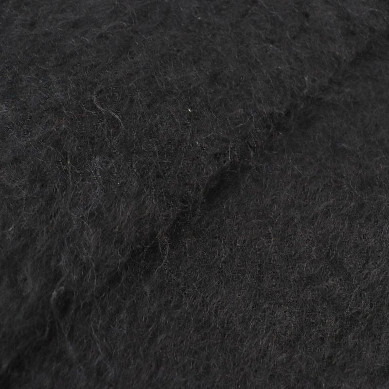 LOEWE Mohair Wool Anagram Logo Patch Fringe Long Muffler - Black Made In Spain