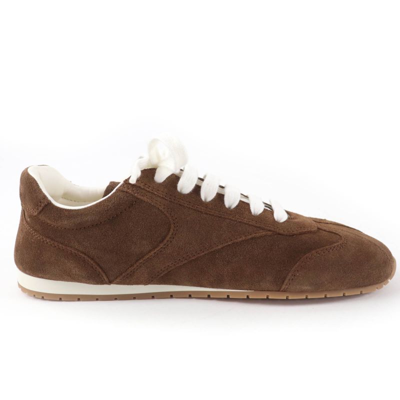 PRADA 1e152o Logo Lace-up Suede Leather Low Cut Sneakers Brown 38 Made