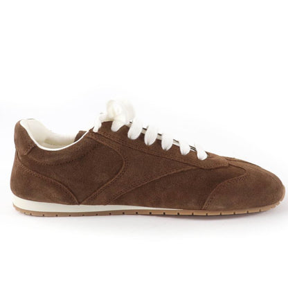 PRADA 1e152o Logo Lace-up Suede Leather Low Cut Sneakers Brown 38 Made
