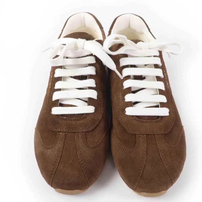 PRADA 1e152o Logo Lace-up Suede Leather Low Cut Sneakers Brown 38 Made