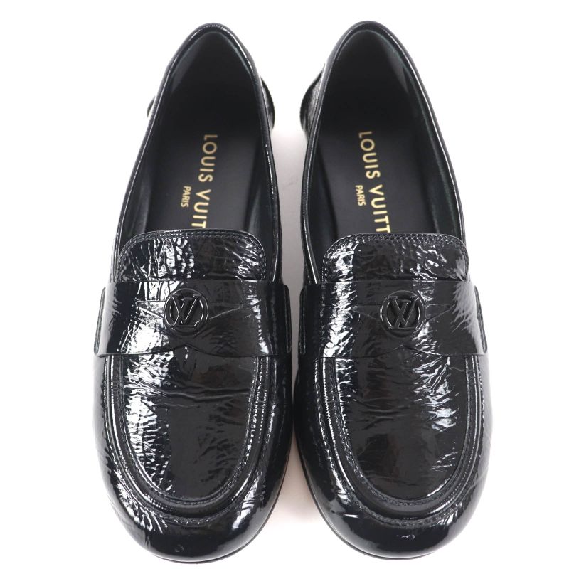 Louis Vuitton 1acyyl Soho Line LV Circle Logo Patent Leather Loafer Black 35