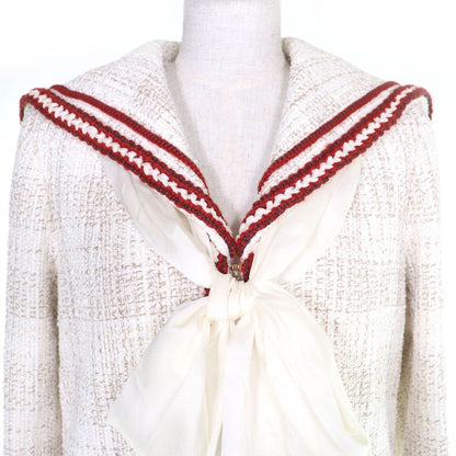 CHANEL P59019 Coco Mark Ribbon Sarah Color ZIP UP Tweed Jacket