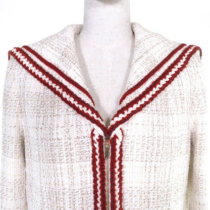 CHANEL P59019 Coco Mark Ribbon Sarah Color ZIP UP Tweed Jacket
