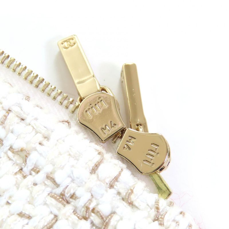 CHANEL P59019 Coco Mark Ribbon Sarah Color ZIP UP Tweed Jacket
