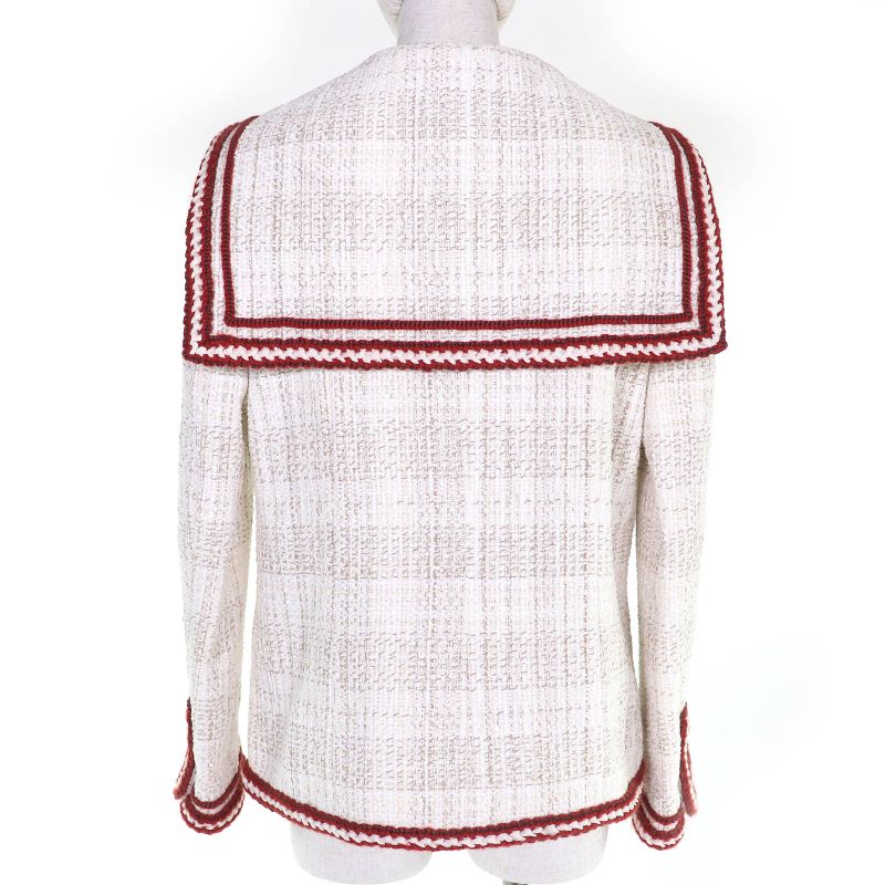 CHANEL P59019 Coco Mark Ribbon Sarah Color ZIP UP Tweed Jacket