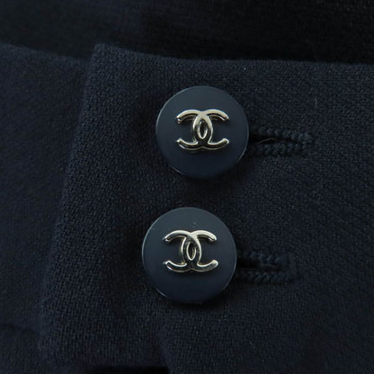CHANEL 96P P06371v02954 100% Wool Coco Mark Button Sleeveless Dress Navy - 38