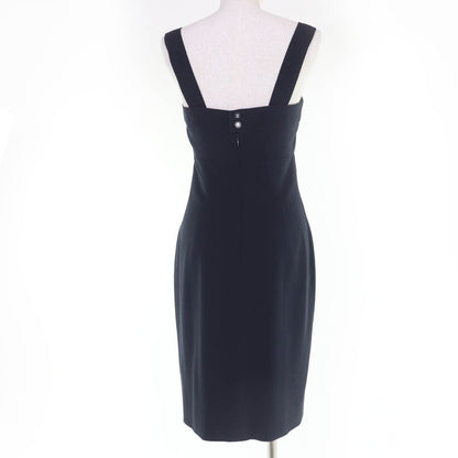 CHANEL 96P P06371v02954 100% Wool Coco Mark Button Sleeveless Dress Navy - 38