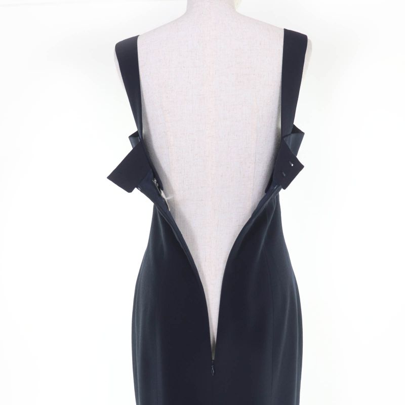 CHANEL 96P P06371v02954 100% Wool Coco Mark Button Sleeveless Dress Navy - 38