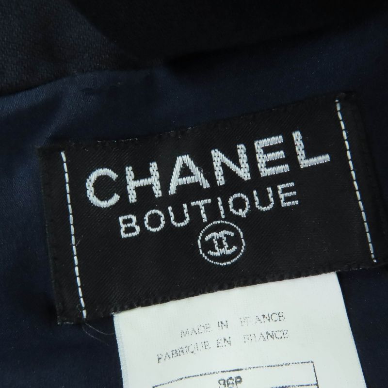 CHANEL 96P P06371v02954 100% Wool Coco Mark Button Sleeveless Dress Navy - 38