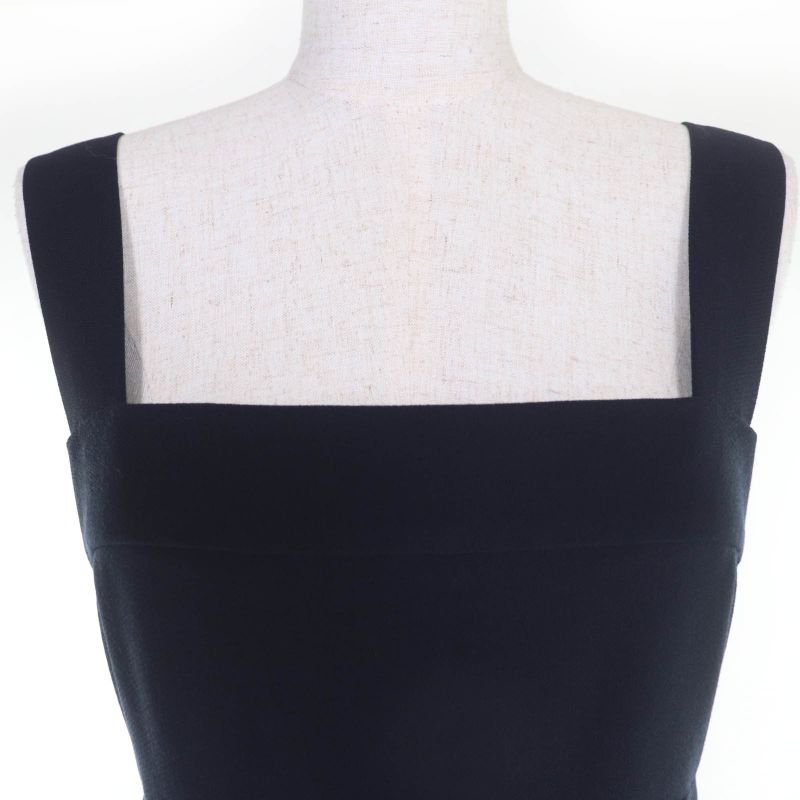 CHANEL 96P P06371v02954 100% Wool Coco Mark Button Sleeveless Dress Navy - 38