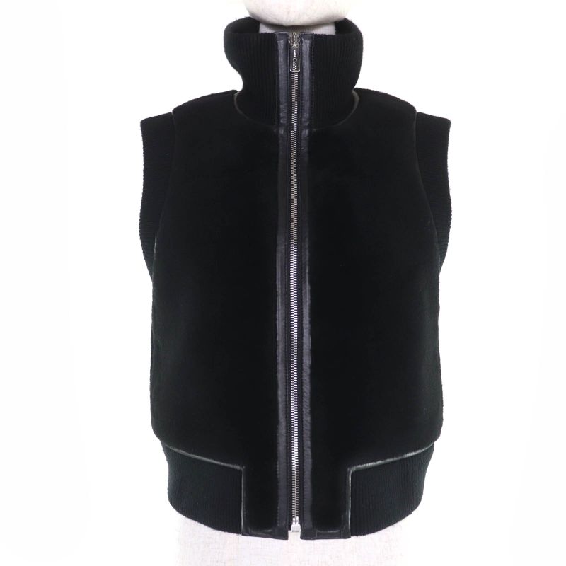 HERMES 23AW 3h1231d5 Sheep Leather Cashmere Knit Switching Reversible ZIP UP