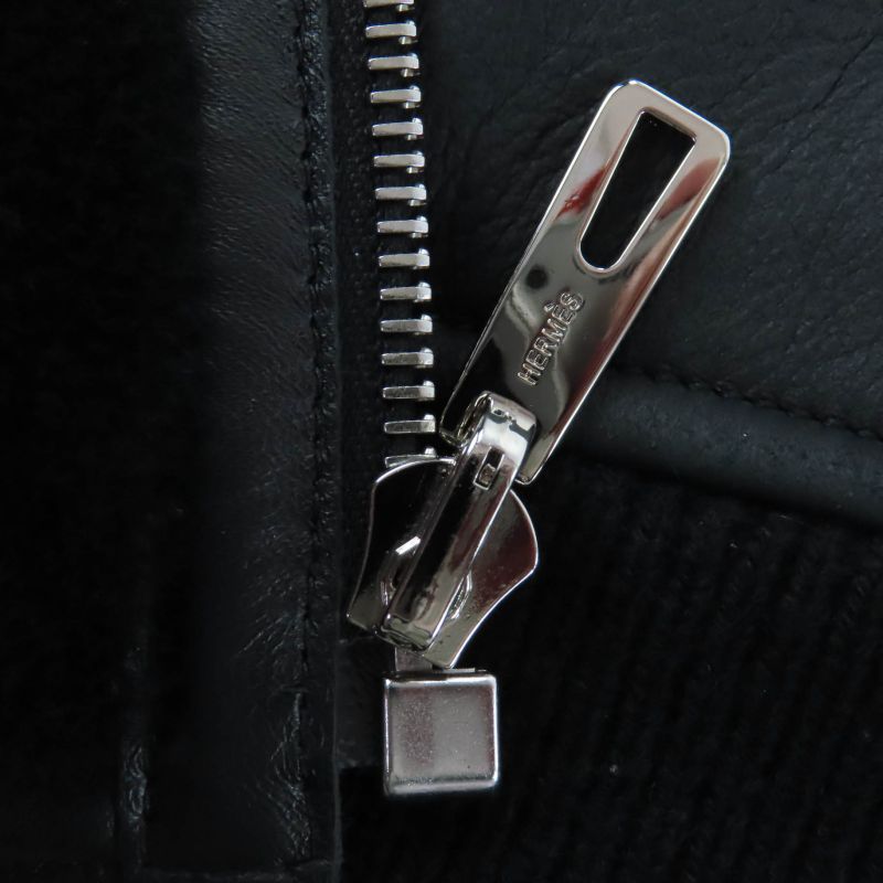 HERMES 23AW 3h1231d5 Sheep Leather Cashmere Knit Switching Reversible ZIP UP