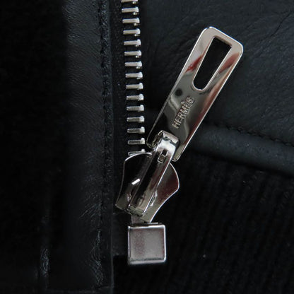 HERMES 23AW 3h1231d5 Sheep Leather Cashmere Knit Switching Reversible ZIP UP