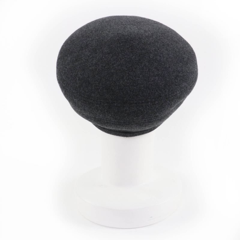 HERMES Santo Honore Wool Cashmere Silver Hardware Serie Hardware Beret Gray 56