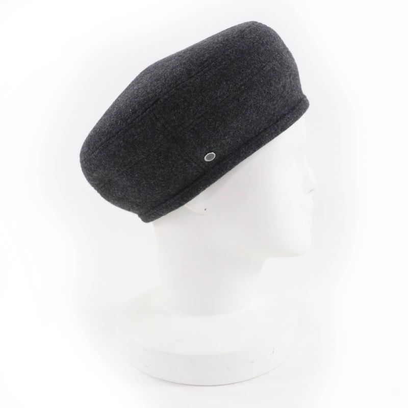 HERMES Santo Honore Wool Cashmere Silver Hardware Serie Hardware Beret Gray 56