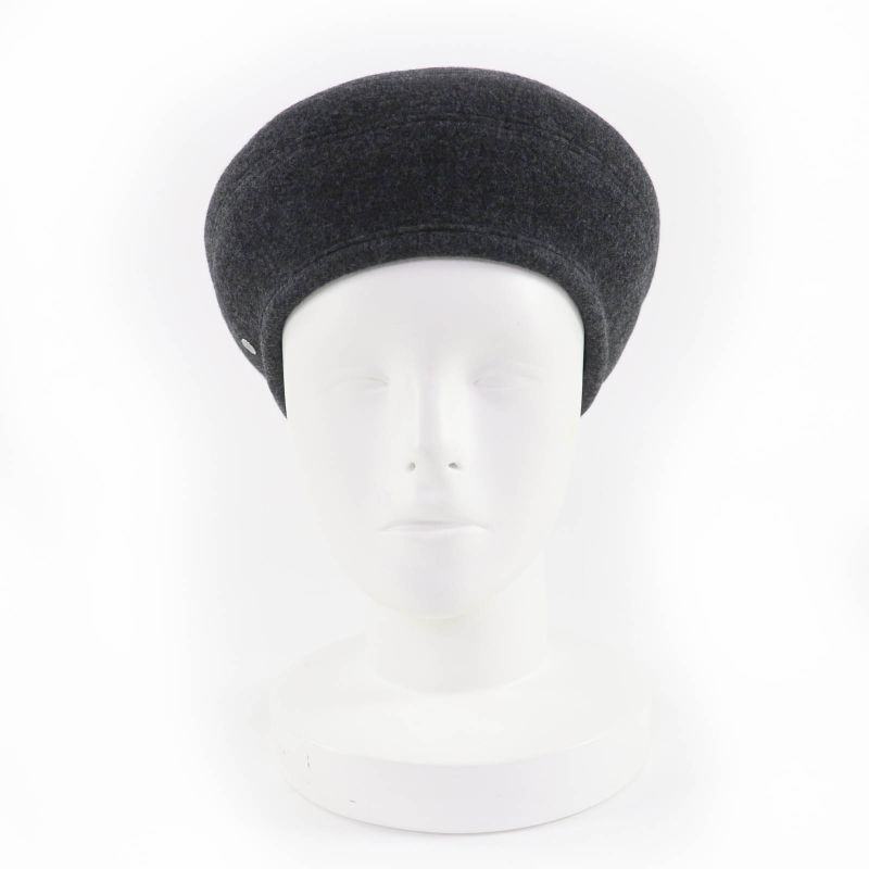 HERMES Santo Honore Wool Cashmere Silver Hardware Serie Hardware Beret Gray 56