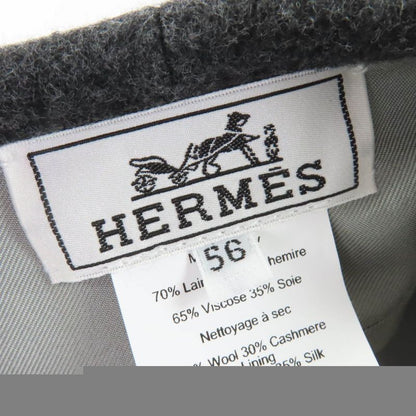 HERMES Santo Honore Wool Cashmere Silver Hardware Serie Hardware Beret Gray 56