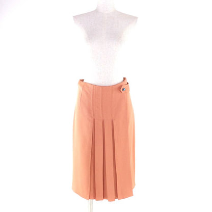 HERMES 21AW Silk Blend Silver Hardware Meddle Button Knee Length Tight Skirt