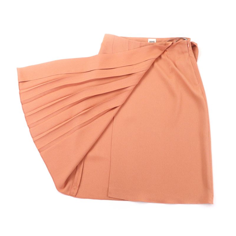 HERMES 21AW Silk Blend Silver Hardware Meddle Button Knee Length Tight Skirt