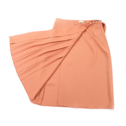 HERMES 21AW Silk Blend Silver Hardware Meddle Button Knee Length Tight Skirt
