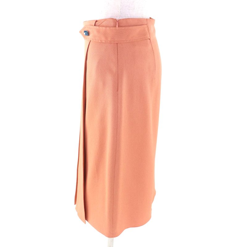HERMES 21AW Silk Blend Silver Hardware Meddle Button Knee Length Tight Skirt