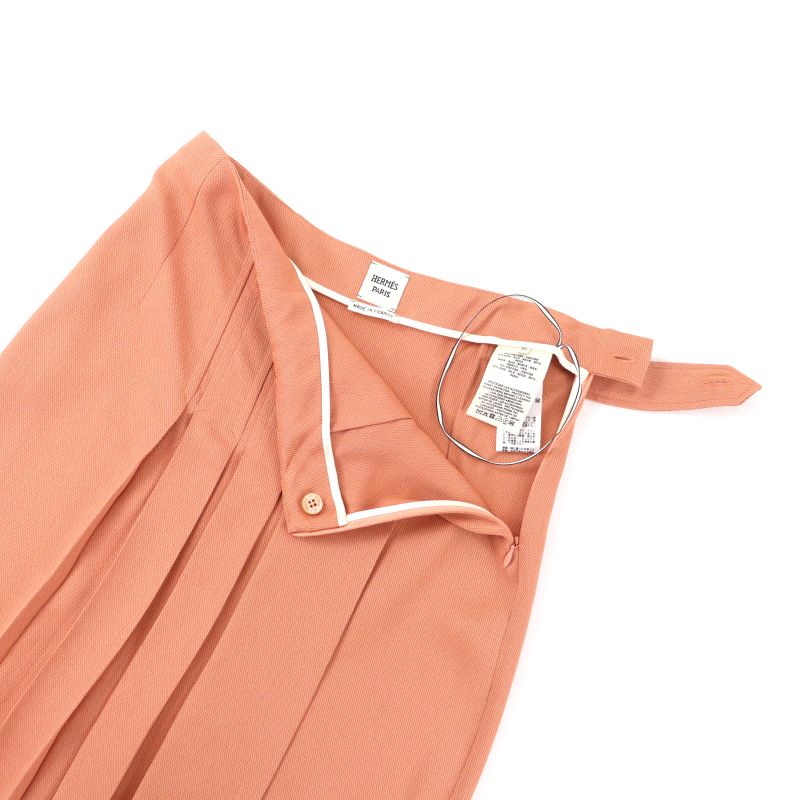 HERMES 21AW Silk Blend Silver Hardware Meddle Button Knee Length Tight Skirt