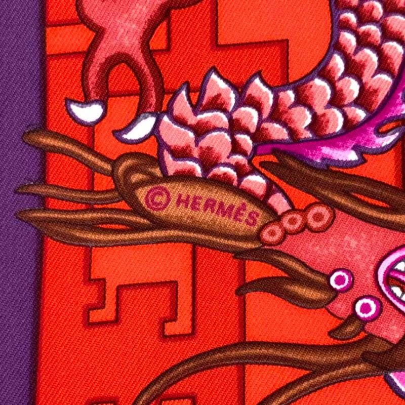 HERMES Carre 90 Silk Scarf Turandot Red Box Included