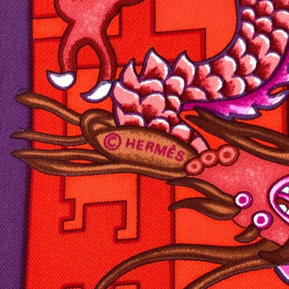 HERMES Carre 90 Silk Scarf Turandot Red Box Included